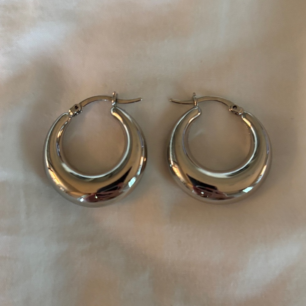 Thick Sterling Silver Hoop Earrings